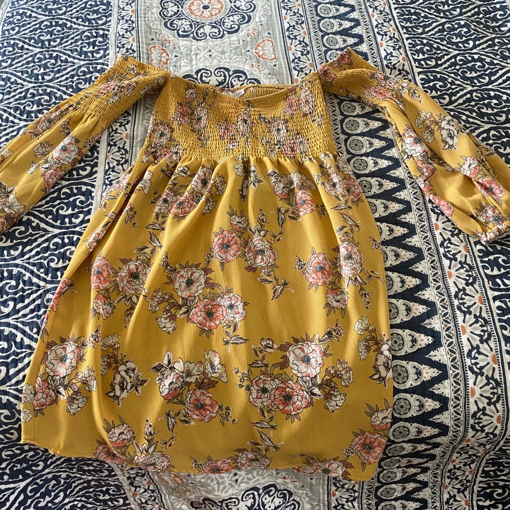 Socialite yellow off shoulder dress size small